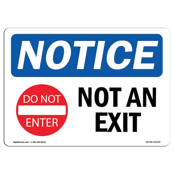 Safety Sign, OSHA Notice, 3.5" Height, Not An Exit Sign With Symbol, Landscape, 10PK